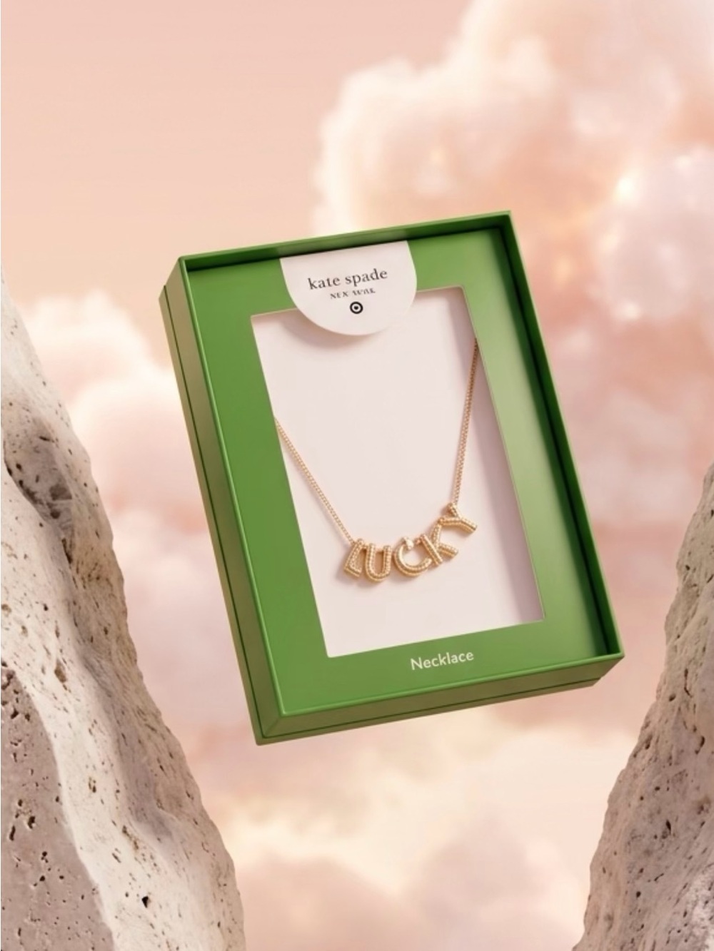 kate spade Rose Gold-tone 'LUCKY' Letter Pendant Necklace